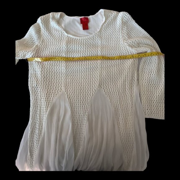 V Cristina Long Multi-Textured Cream Sweater Tunic, Lg - Picture 4 of 7